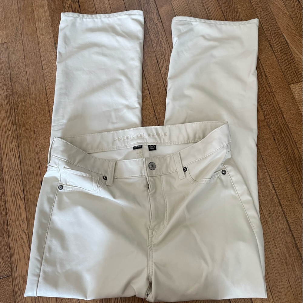 American Eagle faux leather pants size 8 ivory jeans